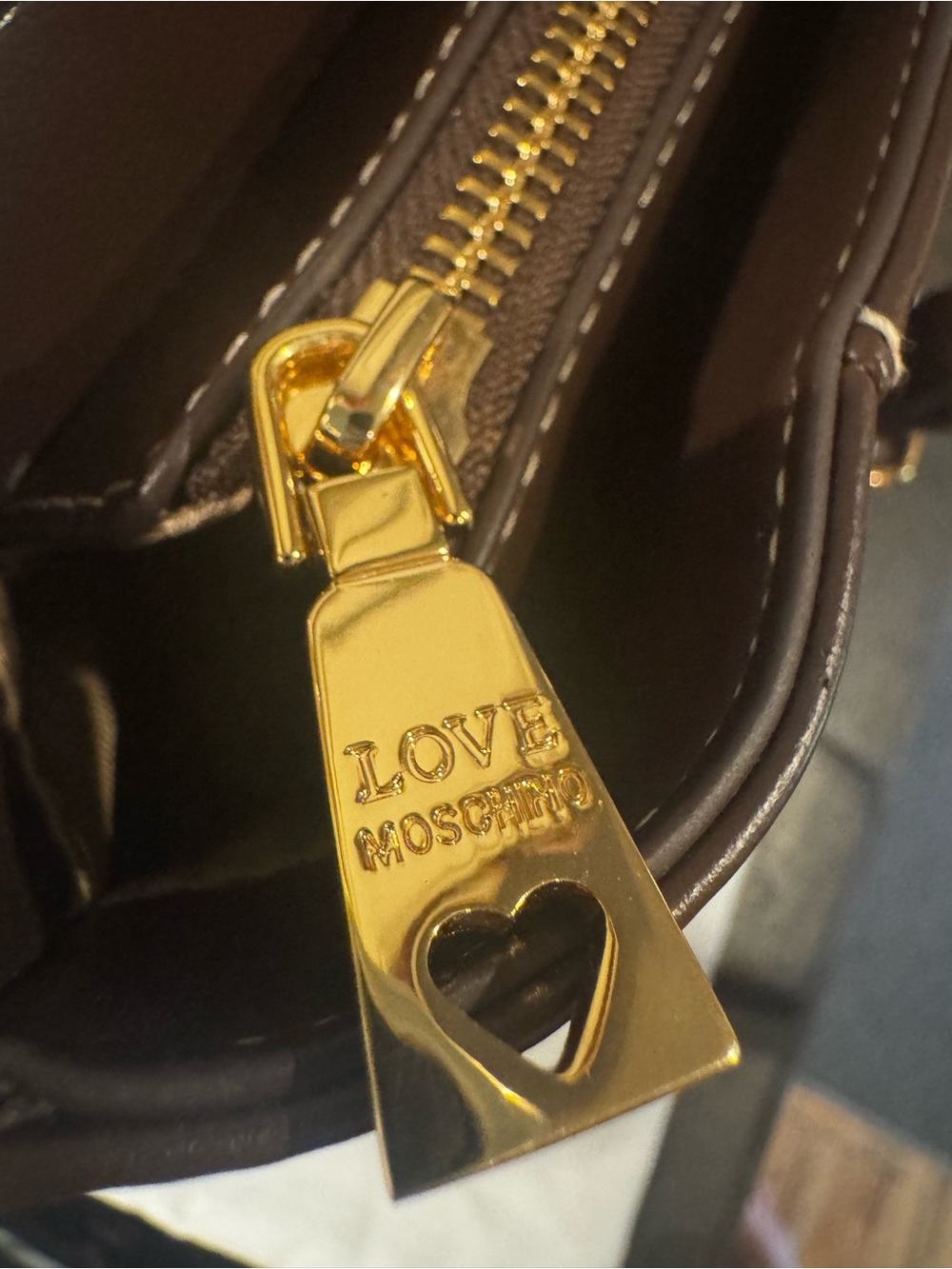 Love Moschino Dark Brown Leather purse with Gold Hardware - Picture 7 of 13